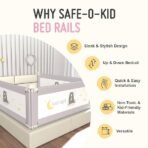 SAFE-O-KID 3 Side Bed Rails (6 Ft/182 cm) with 1-Year Warranty | Bed Railing for Baby Safety |Adjustable Height & Portable | Bed Protector for Baby Falling - Grey (AA1102/89) - Image 3