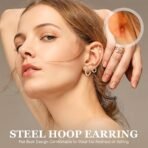 SANNIDHI® 5 Pairs Earrings Set for Women Girls Stylish Hypoallergenic Surgical Flat Back Stud Earring Stainless Steel Cartilage Earrings Combo for Multiple Piercing - Image 4