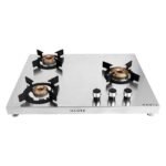 Evoque Series 3 Burner Gas Stove | 1mm Stainless Steel Body | 1 Jumbo, 1 Medium & 1 Small Burner | Doorstep Service | 8-Year Warranty by Haute Home