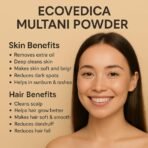 Multani Mitti Powder for Face & Hair | Natural Fullers Earth Face Pack for Oily & Acne Prone Skin | Multani Mitti with Rose Water & Face Brush | Organic Multani Mitti Powder for All Skin Types | 200g Powder + 100ml Rose Water | EcoVedica(AA1103/142) - Image 2