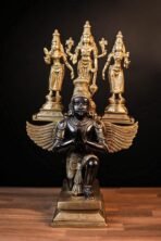 Lord Vishnu on Garuda with Bhudevi & Sridevi Brass Idol, Laksminarayana Statue for Home Decor(AA1103/110)