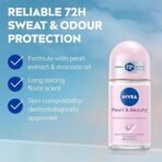 NIVEA Pearl and Beauty 50ml Deo Underarm Roll On | With Pearl Extracts & Avocado Oil | 72 H Long Lasting Floral Scent | 0% Alcohol and Dermat Approved | For Women[AA1098/16] - Image 3