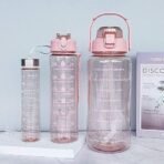 Set of 3 Motivational Transparent Water Bottle,2 litre, 700ml, 300ml Capacity, Airtight & Spill-Proof 100% Recyclable Plastic, Sports, Gym (Multicolor)