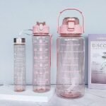 Set of 3 Motivational Transparent Water Bottle,2 litre, 700ml, 300ml Capacity, Airtight & Spill-Proof 100% Recyclable Plastic, Sports, Gym (Multicolor)