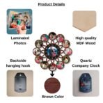 Mdf Analog Wall Clock with 13 Photos Customized Photo Clock for Wall for Birthday Anniversary New Year Custom Clock Friend Family Best Gift for Kids mom dad Wife Husband Girlfriend, Brown(AA1103/169) - Image 4