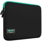 AirCase Neoprene Laptop Sleeve Case Cover for 13.3 Inch MacBook, Dell, HP, Lenovo, more| Water-Resistant, Shockproof Padding, Scratch-Proof| Slim Fit, Wrinkle Free, TSA Security Friendly (Black-Green) (AA1102/78)