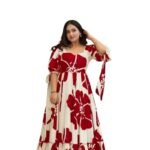Modestouze Attires Dress for Woman | Western Dress for Women | Stylish Maxi Wear | Long One Piece | Floral Printed Frock for Womens Gown | Maxi Outfit | 3/4 Sleeves Wear for Party, Vacation & Beach