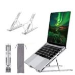 Dyazo 6 Angles Adjustable Aluminum Ergonomic Foldable Portable Tabletop Laptop/Desktop Riser Stand Holder Compatible for MacBook, HP, Dell, Lenovo & All Other Notebook (Silver& Black & Space Grey) [AA1102/182]
