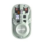 Portronics Toad 8 Transparent Wireless Bluetooth Mouse with Dual Wireless (BT+2.4 GHz), Rechargeable Battery, Noise-Free Clicking, Show/Hide Desktop, Multi-Device Pair, Adjust Sensitivity (Green & Grey & Red & Purple & White) (AA1102/70)