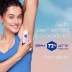 NIVEA Pearl and Beauty 50ml Deo Underarm Roll On | With Pearl Extracts & Avocado Oil | 72 H Long Lasting Floral Scent | 0% Alcohol and Dermat Approved | For Women[AA1098/16] - Image 2