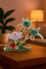 Somil Love Making Bird Pair On A Lily Flower Tree with Heart Decorative Tabletop Crystal Glass Gift Showpiece, Multi, Made by Hand from Expert Artisans Pack of 1(AA1103/83) - Image 5