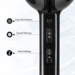 VEGA PROFESSIONAL Pro Dry 2400W Hair Dryer for Salon Professionals and Styling at Home | Cool Shot Button and Combination of 4 Heat & 2 Speed Settings, Black, (VPMHD-03) (AA1104/51) - Image 2