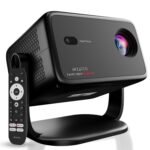 WZATCO Yuva Vibe, Certified OS Smart Home Projector 4k Ultra HD, Native 1080P Fully Automatic, HDMI ARC, WiFi 6 & BT, Screen Mirroring, Portable Room Cinema, Black (AA1102/68)