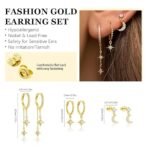 SANNIDHI® 3 Pairs Earrings Set for Women Stud Hoop Earrings Moon Star Earrings Combo for Multiple Piercing - Image 4