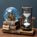 Ngel Vintage Music Snow Glob with Hourglass Timer || Retro Crystal Ball Hourglass Timer || LED Musical Glob Decor for Home, Living Room, Desktop, Bookshelf (Vintage Hourglass)[aa1098]