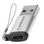 Ambrane USB Type C Female to USB Male OTG Adapter with 5 Gbps High-Speed Data Transfer, Compatible with Laptops, Tablets, Smartphone, Chargers and More Devices (AOTG-A1, Grey) [AA1102/235]