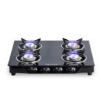 Lifelong Glass Top Gas Stove, 4 Burner Gas Stove, Black (ISI Certified,1 year warranty with Doorstep Service)  (AA1104/182)