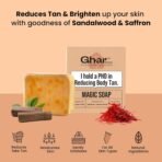 Ghar Soaps Sandalwood & Saffron Magic Soaps For Bath (100 Gms Pack Of 1) | Paraben Free | Chandan & Kesar Bath Soap | Handmade Soaps For Glowing | Skin Brightening Soap For Men & Women [AA1102/282] - Image 4
