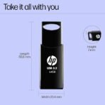 HP 712w (64GB & 256GB) USB 3.2 Flash Drive- Black  (AA1102) - Image 4