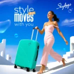 SKY BAGS medium check- in suitcase( 66 cm)8 wheels streax check in trolly bag hard lugguage combination lock with sturdy zipper- green[1098/60] - Image 2