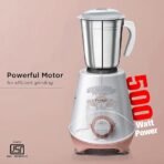 Prestige 500W Nexus Mixer Grinder with 3 Stainless Steel jars|1200ml Wet Jar,800ml dry jar, 400ml chutney jar|3 Super-efficient Blades|3 motor setting|Sturdy Handles |2 Yrs Warranty|White & Rose Gold[AA1098/81] - Image 2
