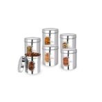 Ebun Stainless Steel See Through Small Containers | Small Containers with Capacity 350 Grams | Pack of 6 Pcs Combo, Silver [AA1100/13]
