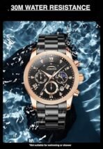 HORIZEN Chronograph Stainless Steel Analogue Luxury Watch for Men (Black) (AA1104/254) - Image 2