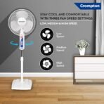 Crompton Wave Plus 400 mm High Speed Pedestal Fan | Adjustable Height | Smooth Oscillation | Superior Air Delivery | 2 Year Warranty | White - Image 5