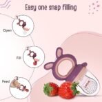 LuvLap Silicone Food/Fruit Nibbler with Extra Mesh, Soft Pacifier/Feeder, Teether for Baby, Infant, Bunny Violet & Pink (AA1102/99) - Image 2