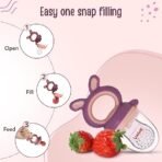 LuvLap Silicone Food/Fruit Nibbler with Extra Mesh, Soft Pacifier/Feeder, Teether for Baby, Infant, Bunny Violet & Pink - Image 3