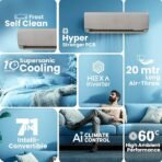Haier Gravity Series 1.6 Ton 5 Star AI Climate Control Smart Split AC (5460 Watts, HEXA Inverter, Copper, Fabric Finish, Wi-Fi, 4-Way, HD Filter, Cools at 60°C-HSU19G-MZAIM5BN-INV, Morning Mist) [AA1096/28] - Image 4