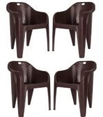 Homiboss Plastic Chair Set of 4, kursi, Chairs for Home, Office, Outdoor and Indoor Color - Brown Set of 4 Pieces[AA1098\10]