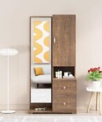Wooden Dressing Table For Bedroom With 2 Drawer, Mirror And Huge Storage Space | Long Dresser Vanity Table With Mirror (Flower Wenge), Brown (AA1104/222) - Image 4