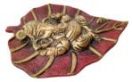 Trendy Crafts Metal Lord Ganesha on Leaf Wall Hanging | Spiritual Hindu Wall Décor Art | Sacred Blessing for Home Entrance, Puja & Office | Durable Metal Craft (Mahroon)(AA1103/135) - Image 3