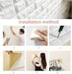 3D Brick Wallpaper PE Foam self Adhesive Brick Design Wall Stickers/DIY Wallpaper for Home Hotel Living Room Bedroom Cafe Deco (70 x 77 cm) - White (AA1102/51) - Image 2