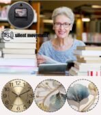 Large Metal Wall Clock for Living Room Décor | Luxury Golden & Blue Ginkgo Leaf Design | Modern Silent Non-Ticking Wall Watch | Premium Decorative Wall Art Clock (70 x 39 cm)(AA1103/184) - Image 2