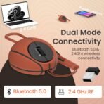 Portronics ToadPlay Basketball Mini Wireless Bluetooth Mouse with Dual Wireless Connectivity (BT + 2.4 GHz), Rechargeable Battery, Noise-Free Clicking, Multi-Device Pair, Adjust Sensitivity (Brown) (AA1102/74) - Image 2