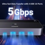 UGREEN USB 3.0 KVM HDMI Switch 4K@60Hz 2_Way High-Speed Transmission Share 3 USB + 1 Type-C Ports for Keyboard Mouse Hard Drives Printer to One Monitor with 2 USB Cables and 2 HDMI Cables [AA1102/217] - Image 2