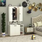 Anikaa Opulex Engineered Wood Dressing Table with Mirror Cabinet, LED Lights, Storage Shelves & Back Panel - Wall Mounted Makeup Vanity & Organizer for Bedroom -(White) DIY Installation (AA1104/224)