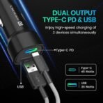 Portronics 80W Dual Output Fast Car Charger with Type-C PD & USB, LED Indicator, Charging Adapter Compatible with Cars for iPhone & Android Smartphone, Smartwatch, Earbud, Power Bank (Black) (AA1102/39) - Image 3