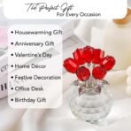Ekhasa Nostrae Crystal Red Rose with Vase Show Pieces for Home Decor Living Room Decorative Items | Glass Showpieces Gift Items for Decoration | Tv Showcase Office Desk Interior Statue Figurines(AA1103/86) - Image 2