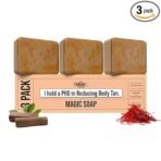 Ghar Soaps Sandalwood & Saffron Magic Soaps For Bath (300 Gms Pack Of 3) | Paraben Free | Chandan & Kesar Bath Soap | Handmade Soaps For Glowing | Skin Brightening Soap For Men & Women (AA1104/46)