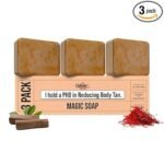Ghar Soaps Sandalwood & Saffron Magic Soaps For Bath (300 Gms Pack Of 3) | Paraben Free | Chandan & Kesar Bath Soap | Handmade Soaps For Glowing | Skin Brightening Soap For Men & Women (AA1104/46)