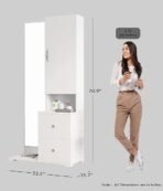 Wooden Dressing Table for Bedroom with 2 Drawer, Mirror and Huge Storage Space | Long Dresser Vanity Table with Mirror (Frosty White) (AA1104/227) - Image 4