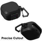 Sounce Tough Case Compatible with Samsung Galaxy Buds Live/Pro/2 Pro, Rugged Protective Cover with Carabiner, Scratch Resistant, Drop Protection, Shock Armor Series - Carbon Fiber (AA1102/61) - Image 3