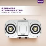 MILTON Royal Stainless Steel LPG Gas Stove 2 Burners | ISI Certified Manual Ignition 2 Burner Gas Stove | 360 Degree Nozzle | High Powered Brass Burners | 1 Year Manufacturer's Warranty - Image 4