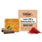 Ghar Soaps Sandalwood & Saffron Magic Soaps For Bath (100 Gms Pack Of 1) | Paraben Free | Chandan & Kesar Bath Soap | Handmade Soaps For Glowing | Skin Brightening Soap For Men & Women [AA1102/282]