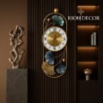 Gold Metal Wall Clock for Living Room Stylish Decor | Designer Ginkgo Leaf Wall Art | Silent Non-Ticking Premium Analog Clock for Home & Bedroom(AA1103/176) - Image 3