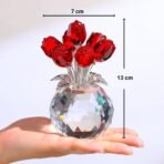 Ekhasa Nostrae Crystal Red Rose with Vase Show Pieces for Home Decor Living Room Decorative Items | Glass Showpieces Gift Items for Decoration | Tv Showcase Office Desk Interior Statue Figurines(AA1103/86) - Image 4