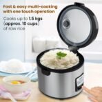 AGARO Regency Electric Rice Cooker, 5L Ceramic Coated Inner Bowl, Cooks up to 1.5Kgs (approx.10 cups) raw rice, 700 W, Easy Grip handle, Automatic Cooking, Keep Warm Function, Multipurpose Cooking[AA1097/82] - Image 4